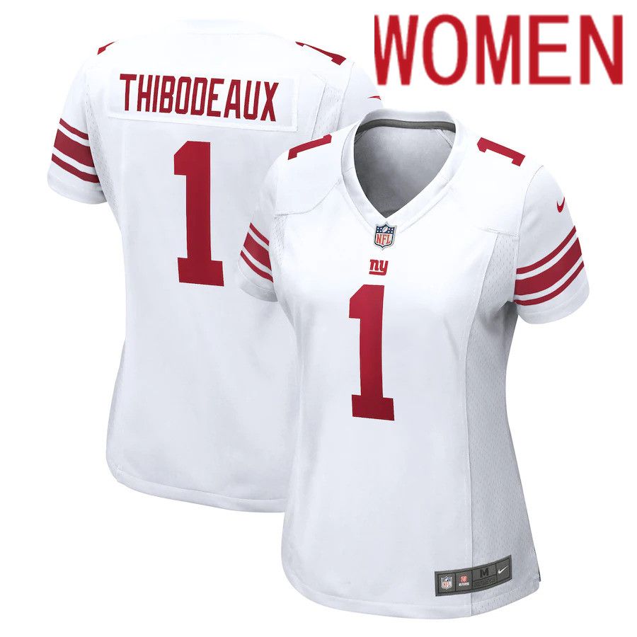 Women New York Giants #1 Kayvon Thibodeaux Nike White 2022 NFL Draft First Round Pick Game Jersey->women nfl jersey->Women Jersey